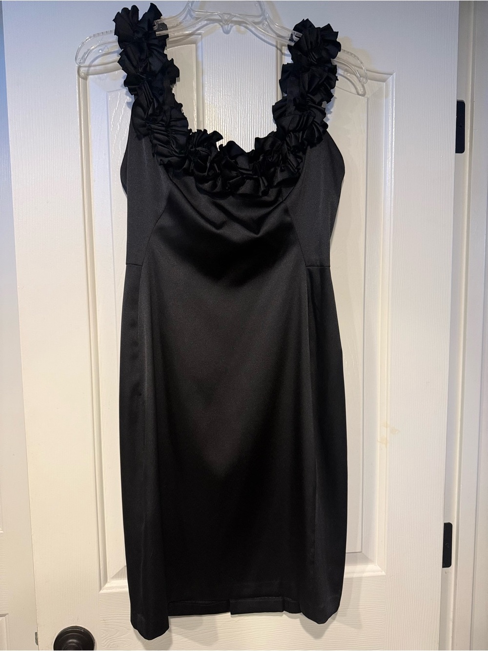 Little black dress with floral neck line